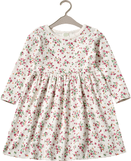 Kleid mit Ripp-Struktur & Blumen-Muster, weiß & rosa, Gr. 110 ALANA