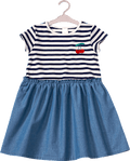 Kleid mit Streifen-Muster & Kirsch-Applikation, blau & rot, Gr. 116 ALANA