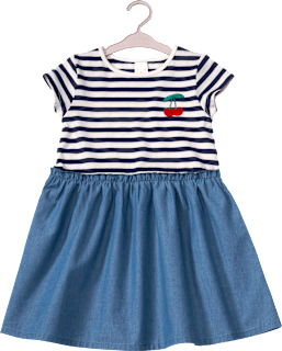 Kleid mit Streifen-Muster & Kirsch-Applikation, blau & rot, Gr. 116 ALANA