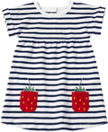Kleid mit Streifen & Erdbeer-Taschen, blau + weiß, Gr. 110 ALANA