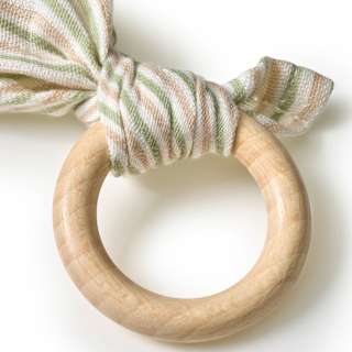 Kuscheltuch mit Holzring & Ringel-Muster, grün ALANA