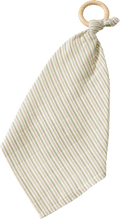 Kuscheltuch mit Holzring & Ringel-Muster, grün ALANA