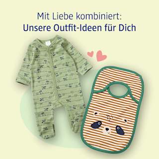 Lätzchen mit 3D-Waschbär-Applikation, braun & grün ALANA