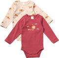 Langarm-Bodys mit Löwen-Motiv, rot + beige, Gr. 74/80 ALANA