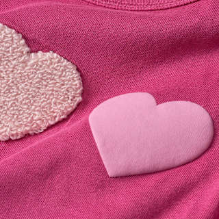 Langarmshirt mit Herz-Applikation & Ripp-Struktur, rosa + beige, Gr. 110 ALANA