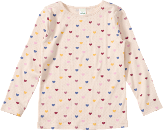Langarmshirt mit Herz-Muster & Ajour-Struktur, beige, Gr. 140 ALANA