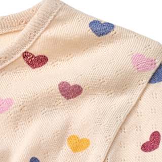 Langarmshirt mit Herz-Muster & Ajour-Struktur, beige, Gr. 140 ALANA