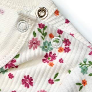 Langarmshirt mit Ripp-Struktur & Blumen-Muster, weiß, Gr. 116 ALANA