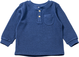 Langarmshirt mit Waffel-Struktur & Knopfleiste, blau, Gr. 110 ALANA