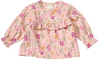 Langarmshirt Pro Climate mit Blumen-Muster & Rüschen, beige & rosa, Gr. 68 ALANA