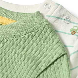 Langarmshirts mit Auto-Muster, grün + weiß, Gr. 80 ALANA