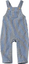 Latzhose mit Streifen-Muster & Holzknöpfen, blau, Gr. 86 ALANA