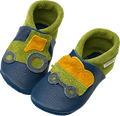 Lederschuhe mit Traktor-Motiv, blau + grün, Gr. 20/21 ALANA