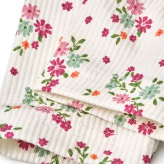 Leggings mit Ripp-Struktur & Blumen-Muster, weiß & rosa, Gr. 110 ALANA