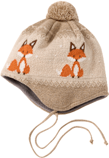 Mütze aus Strick mit Fuchs-Muster, beige, Gr. 46/47 ALANA