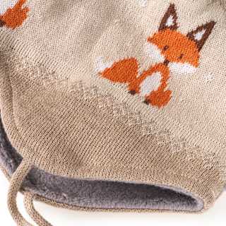 Mütze aus Strick mit Fuchs-Muster, beige, Gr. 46/47 ALANA