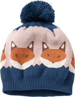 Mütze aus Strick mit Fuchs-Muster, blau, Gr. 50/51 ALANA