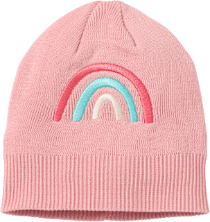 Mütze mit Regenbogen-Applikation, rosa, Gr. 50/51 ALANA