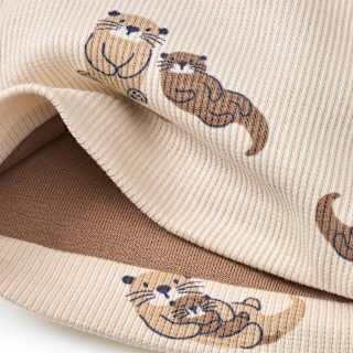 Mütze mit Ripp-Struktur & Otter-Muster, beige, Gr. 52/53 ALANA