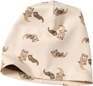 Mütze mit Ripp-Struktur & Otter-Muster, beige, Gr. 52/53 ALANA