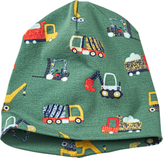 Mütze Pro Climate mit Bagger-Muster, grün, Gr. 54/55 ALANA