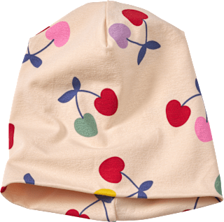 Mütze Pro Climate mit Kirschen-Muster, beige, Gr. 54/55 ALANA
