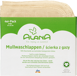 Mullwaschlappen, natur, ca. 25 x 25 cm ALANA