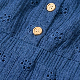 Overall aus Musselin mit Lochstickerei, blau, Gr. 122 ALANA