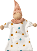 Püppchen mit Kleid & Punkte-Muster, weiß & blau & gelb ALANA