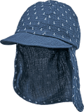 Schirmmütze aus Musselin mit Nackenschutz, blau, Gr. 54/55 ALANA