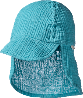 Schirmmütze aus Musselin mit Nackenschutz, blau, Gr. 54/55 ALANA