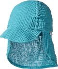 Schirmmütze aus Musselin mit Nackenschutz, blau, Gr. 54/55 ALANA