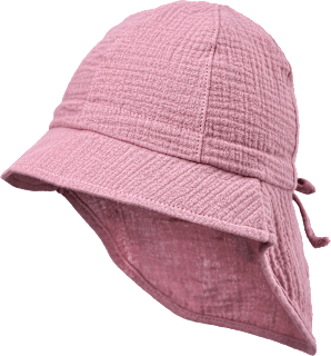 Schirmmütze aus Musselin mit Nackenschutz, rosa, Gr. 52/53 ALANA