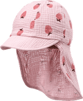 Schirmmütze aus Musselin mit Nackenschutz & Erdbeer-Muster, rosa, Gr. 50/51 ALANA