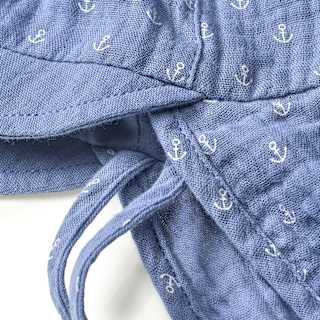 Schirmmütze mit Nackenschutz aus Musselin, blau, Gr. 48/49 ALANA