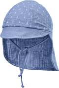 Schirmmütze mit Nackenschutz aus Musselin, blau, Gr. 48/49 ALANA