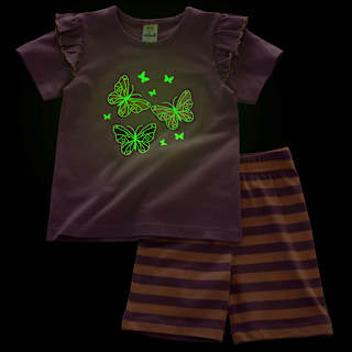 Schlafanzug mit Glow-in-the-Dark Schmetterlings-Motiv, lila, Gr. 110/116 ALANA