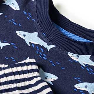 Schlafanzug mit Haifisch-Muster, blau, Gr. 122/128 ALANA