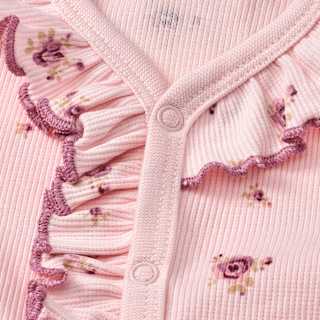 Schlafanzug mit Ripp-Struktur & Blumen-Muster, rosa, Gr. 62/68 ALANA