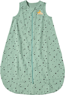 Schlafsack 1 TOG aus Musselin mit Stern-Muster, grün, 90 cm ALANA