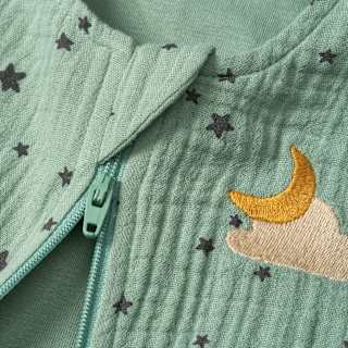 Schlafsack 1 TOG aus Musselin mit Stern-Muster, grün, 90 cm ALANA