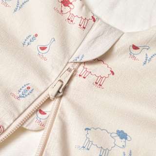 Schlafsack 1 TOG mit Schaf-Muster, weiß, 90 cm ALANA