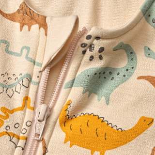 Schlafsack mit Beinen 1,5 TOG mit Dino-Muster, beige, 100 cm ALANA