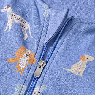 Schlafsack mit Beinen 2 TOG mit Hunde-Muster, blau, 100 cm ALANA