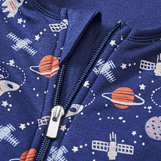 Schlafsack mit Beinen 2 TOG mit Weltraum-Muster, blau, 100 cm ALANA
