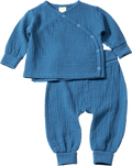 Set aus Musselin mit Wickelshirt & Hose mit Mitwachsfunktion, blau, Gr. 68 ALANA