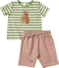 Set mit T-Shirt mit Erdmännchen-Motiv & Shorts, grün + braun, Gr. 86 ALANA