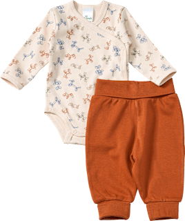 Set mit Wickelbody und Hose, beige + braun, Gr. 50/56 ALANA