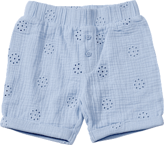 Shorts aus Musselin mit Blumen-Stickerei, blau, Gr. 86 ALANA