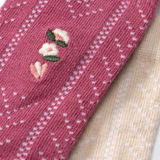 Socken mit Ajour-Struktur & Blumen-Stickerei, rosa & beige, Gr. 23/26 ALANA